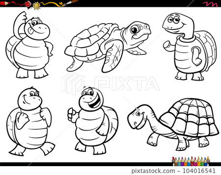 cartoon turtles animal characters set coloring page cartoon turtles animal characters set coloring page 104016541