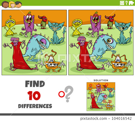 differences activity with cartoon monsters fantasy characters differences activity with cartoon monsters fantasy characters 104016542