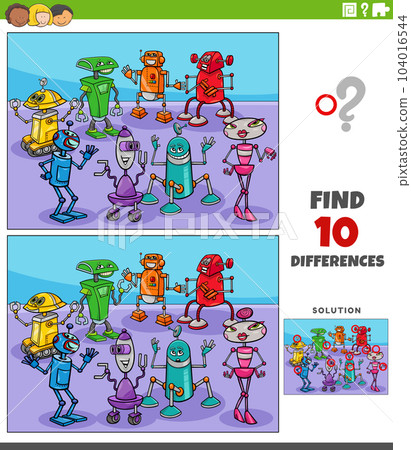 differences activity with cartoon robots characters group 104016544