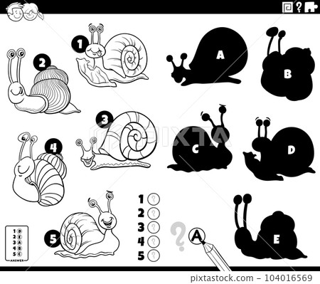shadows game with funny snails characters coloring page 104016569