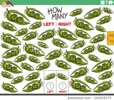 counting left and right pictures of comic green peas characters 104016575