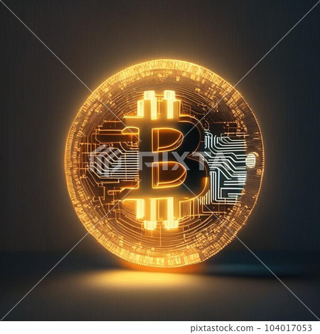 Golden bitcoin digital currency, futuristic digital money on technology background and lines. Golden bitcoin digital currency, futuristic digital money on technology background and lines. 104017053
