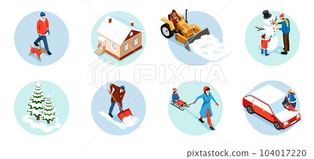 Winter City Isometric Round Compositions 104017220