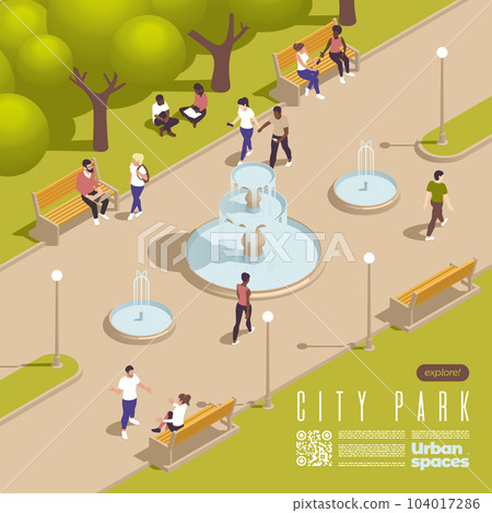 Isometric City Park Composition 104017286