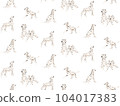 Dalmatian Seamless pattern white spotted fur, funny cartoon dalmatain dogs breed , pet background 104017383
