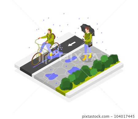 Rainy Day Isometric Composition Rainy Day Isometric Composition 104017445
