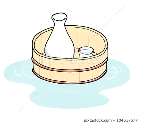 漂浮在溫泉中的清酒插圖 104017677