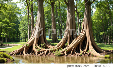AI-generated image [Nature] Roots of a large tree 104018009