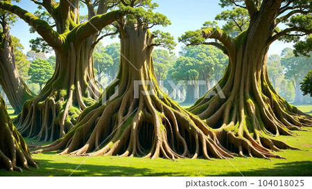 AI-generated image [Nature] Roots of a large tree 104018025