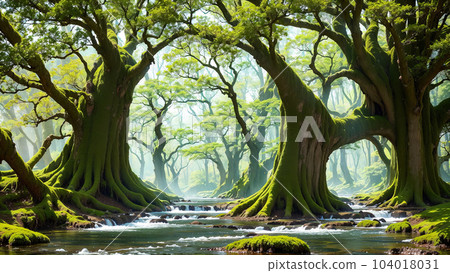 AI-generated image [Nature] Roots of a large tree 104018031