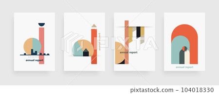 Brochure template layout, cover design annual report, flyer for PR, business, technology. Abstract creative design. 104018330