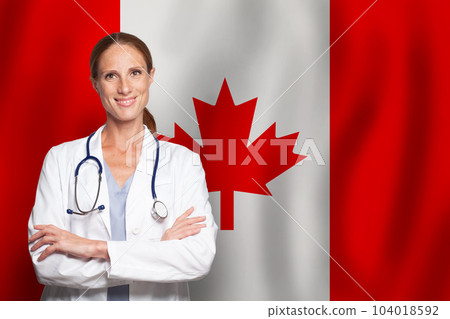 Canadian general practitioner doctor gp on the flag of Canada 104018592