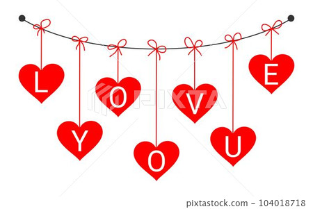 Vector illustration. Hearts with the inscription love you. 104018718