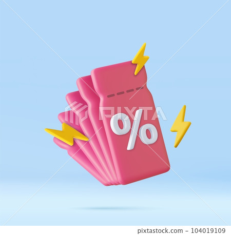 3D coupon with flash. 3D coupon with flash. 104019109