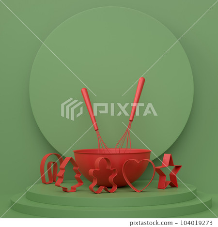 Abstract scene or podium with bowl and kitchen utensil on monochrome. Abstract scene or podium with bowl and kitchen utensil on monochrome. 104019273