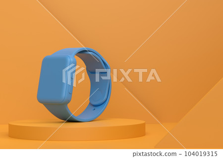 Abstract scene or podium with smart watch or fitness tracker on monochrome Abstract scene or podium with smart watch or fitness tracker on monochrome 104019315