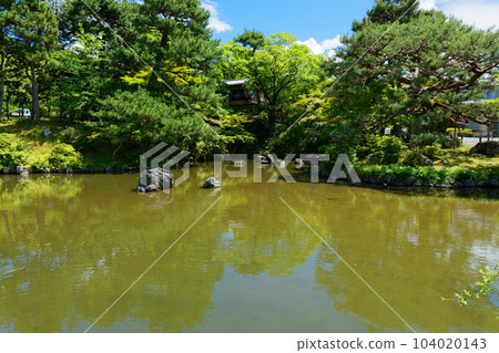The gourd pond in Maruyama Park and the scenery reflected on the surface of the lake Fresh green on young leaves 104020143