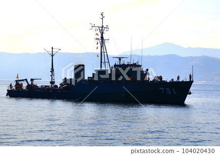 保護航行安全免受水雷...掃雷艦Yugeshima進入吳港 保護航行安全免受水雷...掃雷艦Yugeshima進入吳港 104020430