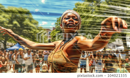 Concept of the Independence Day Celebration in the United States of America on the background of the U.S. flag 104021335