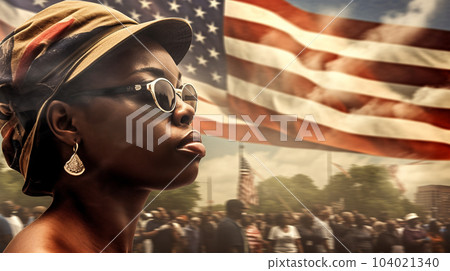 Concept of the Independence Day Celebration in the United States of America on the background of the U.S. flag 104021340