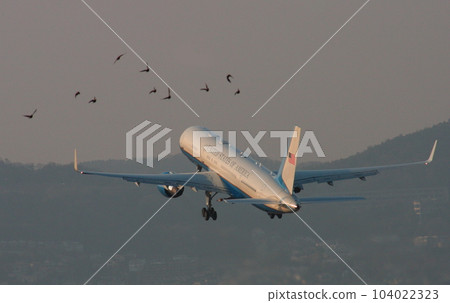 US Air Force C-32A VIP transport aircraft departing from Osaka International Airport 104022323