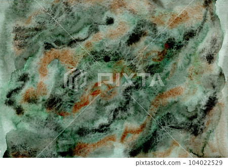 Contrast expressive deep green, black and red gradient wavy watercolor texture background. Modern abstract nature creative illustration for decoration, forest or map concept 104022529