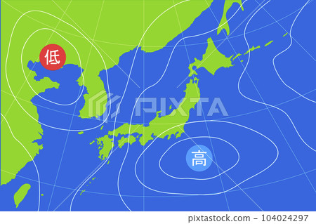 天氣圖。天氣預報氣壓圖。 104024297