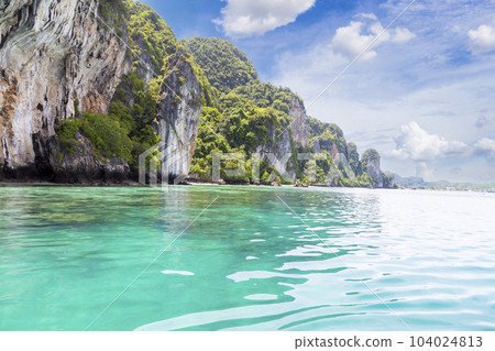 The Travel vacation background - Tropical island with blue sky, Phuket, Thailand. 104024813