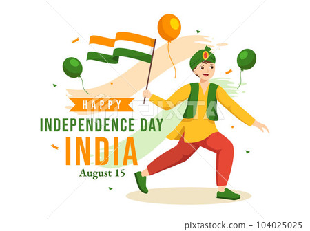 Happy Independence Day India Vector Illustration on 15 August with Indian Flag in Flat Cartoon Hand Drawn Celebration Background Templates 104025025