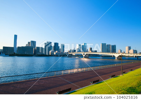 Toyosu Gururi 公園 豐洲大橋和高層公寓的風景 104025816
