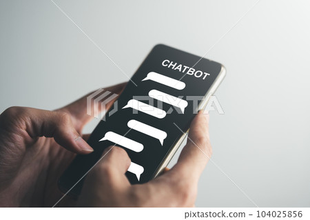 Digital information technology concept. Businessman using chatbot. Chatbot and AI concept. Digital information technology concept. Businessman using chatbot. Chatbot and AI concept. 104025856