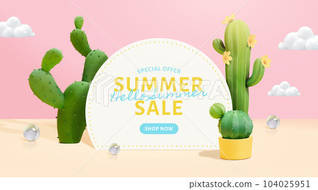 Summer cactus sale promo template - Stock Illustration [104025951] - PIXTA