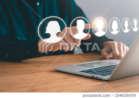 Business man choosing candidate. Human Resource search new employee. Business and recuit concept. 104026059