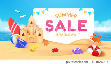 3D beach summer sale poster 104026094