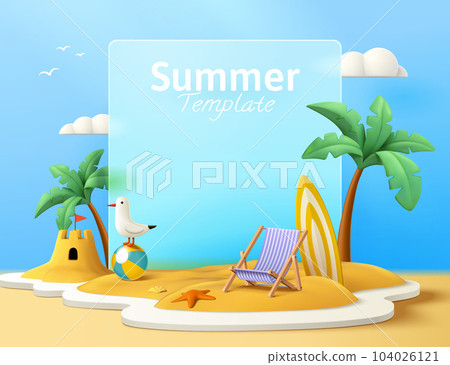 Glassmorphism summer beach poster Glassmorphism summer beach poster 104026121