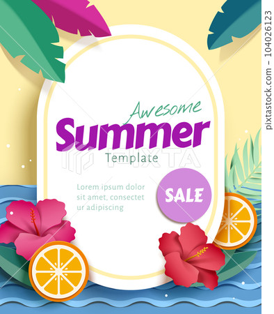 Paper art summer sale template 104026123