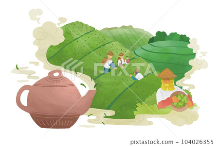 Tea farmers working in tea field Tea farmers working in tea field 104026355
