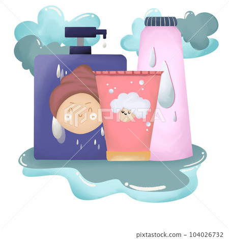 Skin care cream drawn in a cartoon style, minimal, cute, with soft tones. Skin care cream drawn in a cartoon style, minimal, cute, with soft tones. 104026732