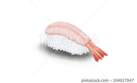 Sweet shrimp nigiri sushi realistic illustration 104027047