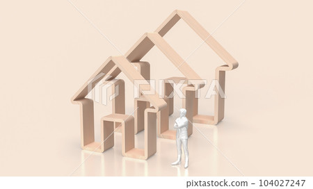 The wood home icon multi size for property or building business 3d rendering The wood home icon multi size for property or building business 3d rendering 104027247