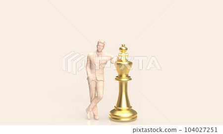 The Business figure and king chess 3d rendering 104027251