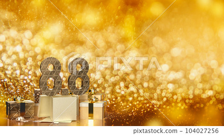 The 8.8 gold number and gift box for promotion concept 3d rendering The 8.8 gold number and gift box for promotion concept 3d rendering 104027256