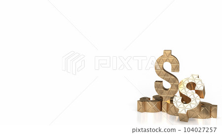 The gold dollar symbol on white background for business concept 3d rendering 104027257
