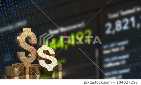 The gold dollar symbol on chart background for business concept 3d rendering The gold dollar symbol on chart background for business concept 3d rendering 104027258