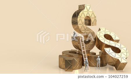 The gold dollar symbol and man figure for business concept 3d rendering The gold dollar symbol and man figure for business concept 3d rendering 104027259