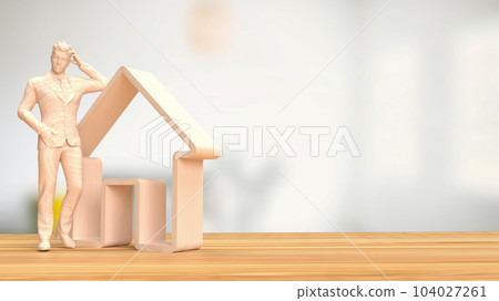 The man and home icon for real estate concept 3d rendering The man and home icon for real estate concept 3d rendering 104027261