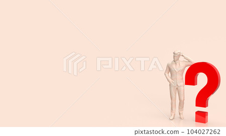 The man and red question mark 3d rendering The man and red question mark 3d rendering 104027262