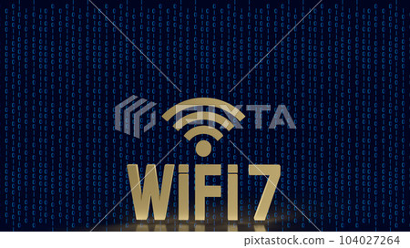 The gold wifi 7 on digital background for technology concept 3d rendering The gold wifi 7 on digital background for technology concept 3d rendering 104027264