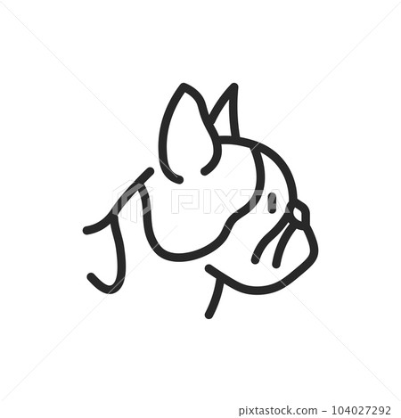 French Bulldog Icon. Vector Outline Editable Dog Sign for Dog Lovers, Pet Care and Vet Clinic Services, and Breed Specific Illustrations. French Bulldog Icon. Vector Outline Editable Dog Sign for Dog Lovers, Pet Care and Vet Clinic Services, and Breed Specific Illustrations. 104027292