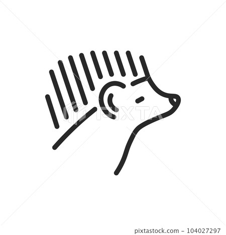 Hedgehog Icon. Vector Outline Editable Sign of for Pet, Wildlife, Forest Animal, and Exotic Domestic Mammal Vet Clinic Services. Hedgehog Icon. Vector Outline Editable Sign of for Pet, Wildlife, Forest Animal, and Exotic Domestic Mammal Vet Clinic Services. 104027297